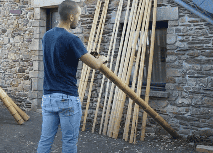 bambu contro una parete